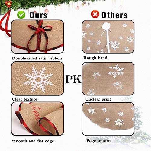 N&T NIETING Burlap Christmas Tree Skirt 30 Inches, Rustic Xmas Tree Skirt for Christmas Decorations, Merry Christmas Tree Ornaments, Holiday Home Decor