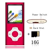 Tomameri -Portable MP3 Music Player with a 16 GB Micro SD Card,FM Radio and Voice Recorder Supported- Red