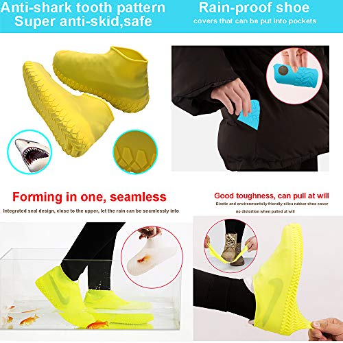 LESOVI Shoe Covers Silicone Waterproof - Men/Women Covers for Shoes - Waterproof Shoe Covers - Home/Carpet/reusable/Outdoor/Walking/Boot -Reusable Non Slip Grip -Durable (White, Extra Large(12-15))