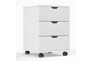 Farini Wood File Cabinet for Home Office,Under Desk 3 Drawer Mobile File Cabinet(White,Non-Assembled)