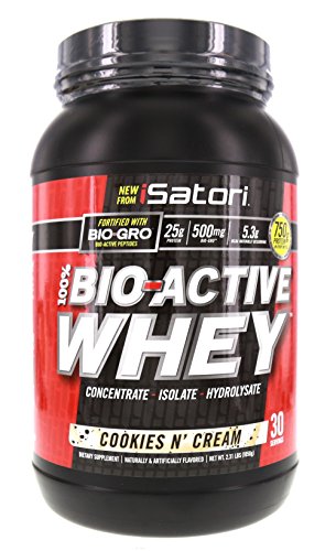 ISATORI 100% BIO-ACTIVE WHEY PROTEIN CONCENTRATE - ISOLATE - HYDROLYSATE + BIO-GRO COOKIES & CREAM 30/SERV