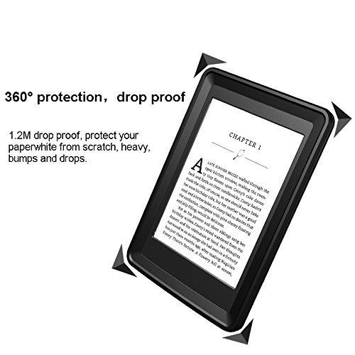 E-Reader Case, iThrough Paperwhite Waterproof Case, Underwater Protective i-Book Transparent Case, Dustproof Snowproof Shockproof Full Sealed Sleek Case with Screen Protector for Paperwhite (Black)