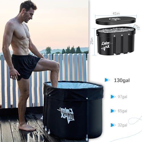 Oval Ice Bath Tub with Cover for Athletes XL Portable Cold Plunge Tub for Cold Water Therapy Ice Baths at Home