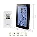 Fetanten Digital Wireless Indoor Outdoor Thermometer, Wireless Clock Calendar Thermometer with 5.7 Inch Weather Station Backlight Large LCD-Display and Double Alarm Clock Design(RT001)