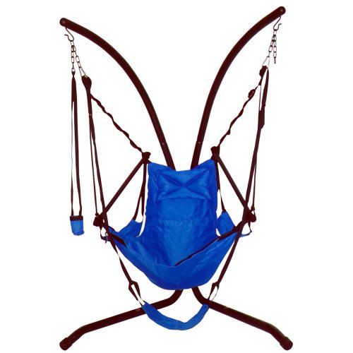 Green Eggs and Hammocks Con2our Dual-Point Hammock Chair with Adjustable Footrest, Armrests, Pillow, and Drink Holder, Royal Blue