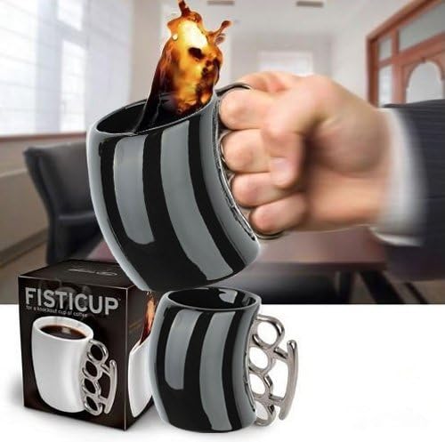 Home Office Black Ceramic Fist Mug Cup Fisticup for Coffee Milk Drinking Handle