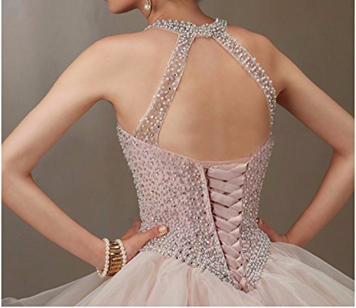 BessDress Halter Sheer Neck Formal Party Gown Multi Layers Wedding Guest Gown BD084 - Thumbnail 3