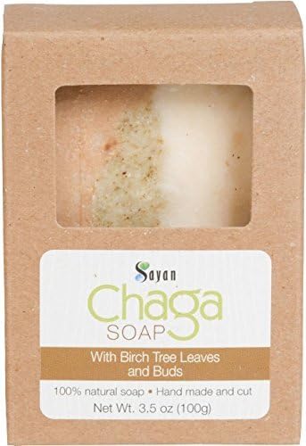 Sayan Siberian Chaga Mushroom Soap with Birch Tree Leaves and Buds - All Natural and Hand Made (3.5 oz)