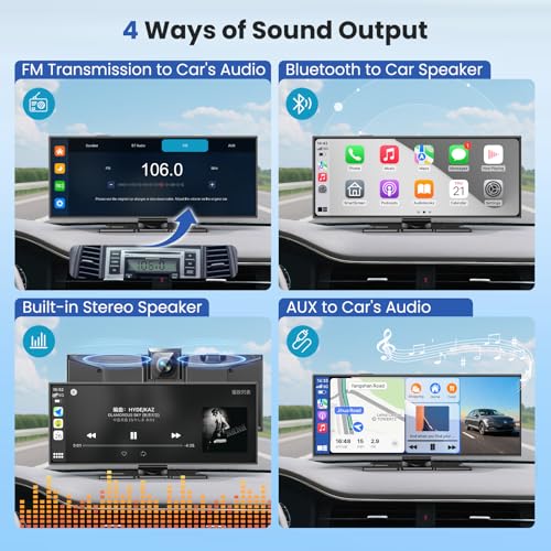 11.5" Carplay Screen for Car, Car Tablet Pro Max 2026 Car Stereo with 4K Front and 1080P Rear Camera, Car Play Screen Wireless CarPlay Android Auto Mirror Link AUX FM Bluetooth 64G SD