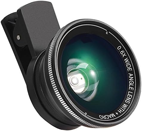 Juboury Universal Phone Camera Lens Kit,2-in-1 Clip-On 0.6X Super Wide Angle Lens and 12.5X Macro Lens for iPhone,iPad,Samsung and Other Android Smartphones (Black)