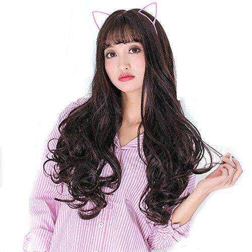 Probeauty Dollway Long Curly/Wavy Wigs for Women Airy Bangs Lolita Cosplay Wig