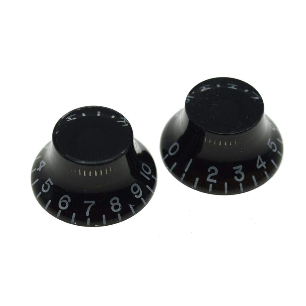 Dopro 2pcs USA(Imperial) LP Guitar Bell Knobs 24 Fine Splines Top Hat Knobs for USA Les Paul with CTS Pots Black