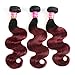 Ulove Hair Brazilian Hair Body Wave Bundles 3Bundles,Ombre Brazilian Virgin Hair Human Hair Weave Two Tone Black (T1B/99J,16