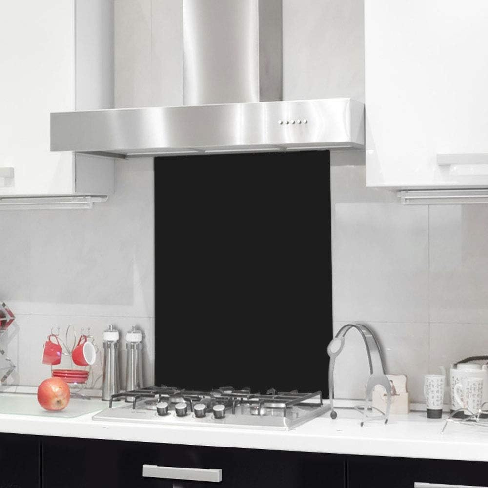 Nidda Black Toughened Glass Splashback - Buy Designer Kitchen Splashback UK (60X70)