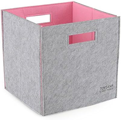 XJ Soft Felt Box Toy Storage Colorful Bin For Kids Toy Clothing Magazine &amp; Newspaper (Pink) by TOPIANA