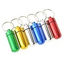 Dxhycc 6pcs Waterproof Aluminum Pill Box Case Bottle Cache Drug Holder Keychain Container Color Random