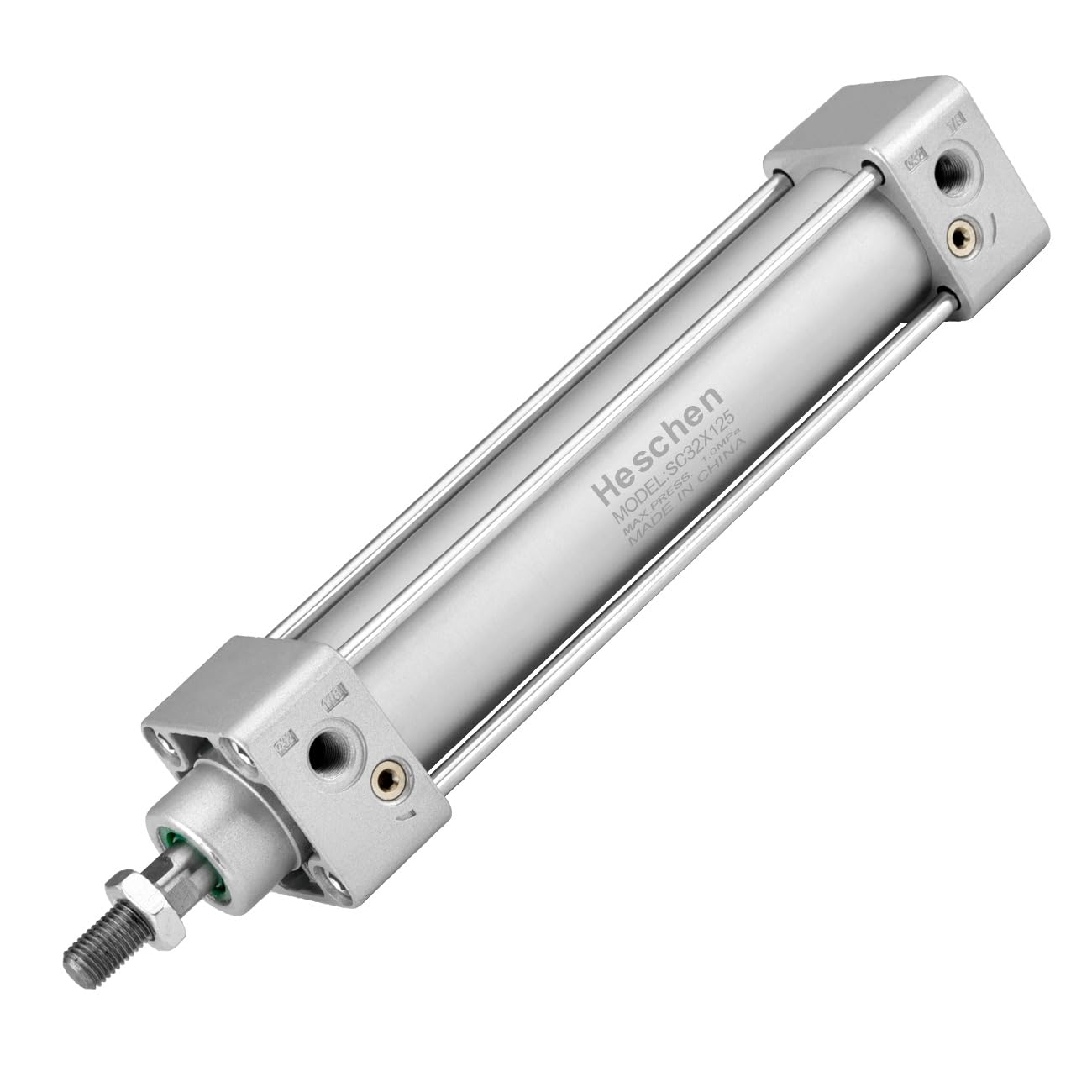 Heschen Pneumatic Standard Cylinder, SC 32-125, PT1/8'' Port, 32mm Bore, 125mm Stroke, Single Rod Double Action