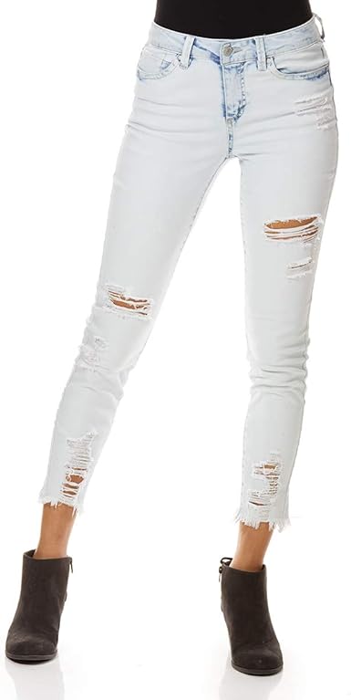 destructed hem jeans