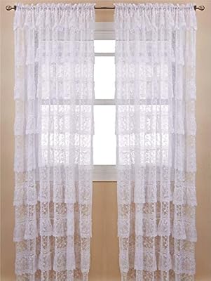 Amazon Com Lorraine Home Fashions White Priscilla Window Curtain