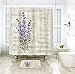 Riyidecor Lavender Purple Lilac Shower Curtain Set for Bathroom 72Wx72H Inch Flower Floral Vintage Fabric Bath Curtain for Women Girl Bathtub Accessories Plant Waterproof 12 Pack Plastic Hooks WW-VCEH