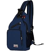 MYSNKU Casual Crossbody Sling Bag Backpack for Men & Women, Convertible Shoulder Bag Chest Daypack with Earphone Hole for Travel Hiking (Dark blue)