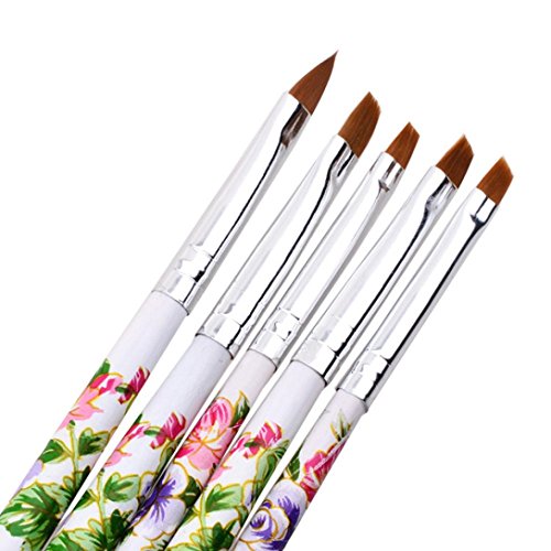 Makeup Brushes,OVERMAL 5pcs UV Gel Acrylic Nail Art Brush Painting Pen Set Nail Design Manicure Tool