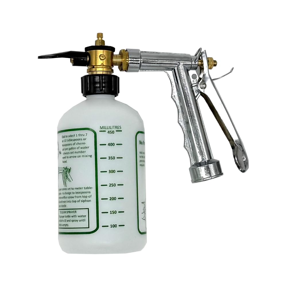 Rocky Mountain Goods Hose Sprayer Attachment with Bottle - for Spraying Fertilizer, Soap, Pesticide, Chemical, Insecticide - Dilution Mix Adjuster - Nozzle Angle Adjustment for Trees/Garden