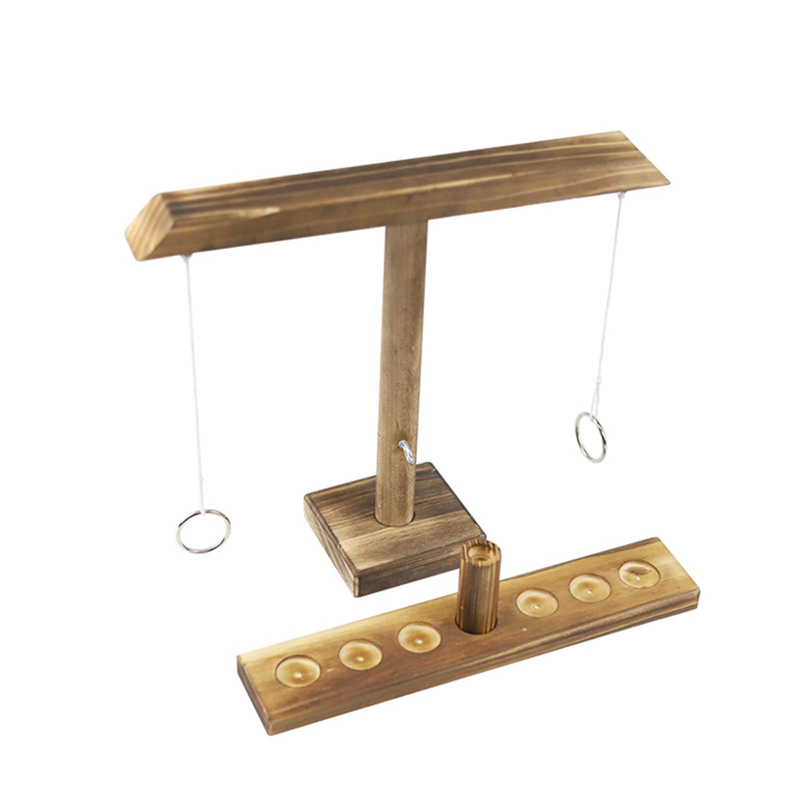 Begonia Ringwurfspiel Aus Holz – Hook-and-Ring-Game Für 2 Spieler, Tisch- Oder Bodenversion, Verstellbares Seil
