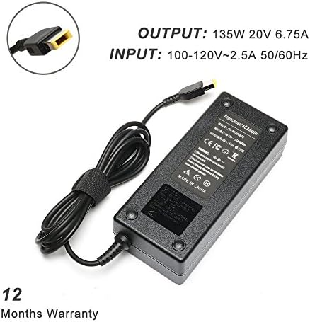 CIHA Square Tip 135W 20V 6.75A AC Adapter Laptop Charger for Lenovo ThinkPad T440p T450p T460p T530 T540 T540p T560 W510 W540 ADL135NDC3A Lenovo IdeaPad Y700 100 Z710 Y50-70