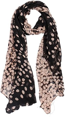 HN New Lady Womens Long Polka Dot Lady Womens Scarf Wraps Shawl Stole Soft Scarves (Black)