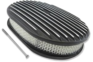 IMOOA 12" Oval Air Cleaner Full Finned For Chevy Ford Mopar Black Aluminum