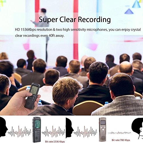 image for Digital Voice Recorder,ieGeek 8GB 1536Kbps USB Sound Audio Recorder Mu