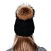 Winter Beanie Hats for Women Real Fur Pom Pom Slouchy Beanies Bobble Ski Cap