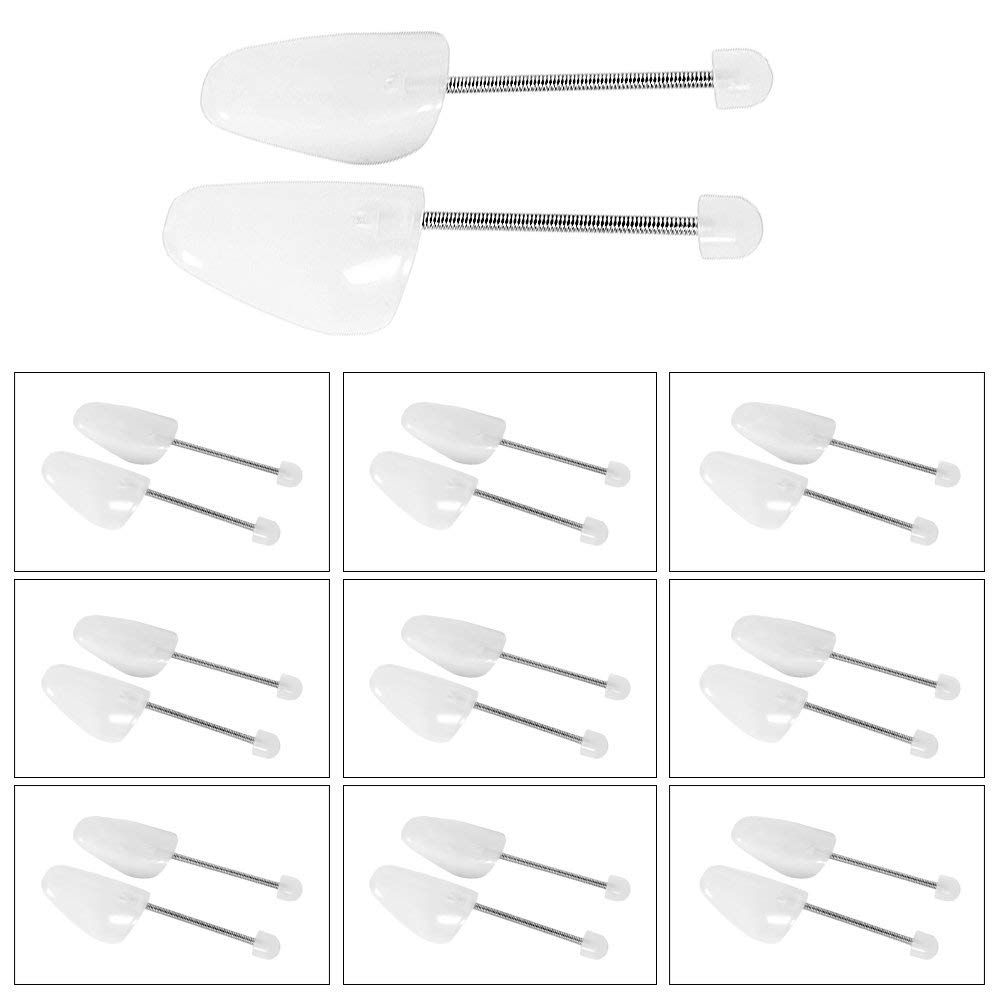 [10 Pair Shoes Tree] 10 Pairs White Mens and Womens Traditional Plastic Flexible Shoe Tree Shaper Stretcher - Shoe Shapers UK 6.5-9/EU 39-42