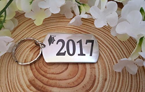 2017 Graduation Dog Tag Key Chain | Engraved Name and Graduation Scroll | Gift for Graduate | College Graduate | Custom Wording