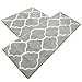 U'Artlines 2Pcs Doormat Area Rugs Microfiber Decorative Non Slip Floor Mat Machine Washable for Indoor Outdoor Entryway Kitchen (17.7x25.6+17.7x47.2, Gray)