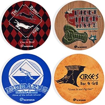 Literary Themed Coasters for Drinks Absorbent, Unique Gifts for Book Lovers by The Amygdalab. Great Living Room Decor, House Warming Gifts, Teacher Gifts, Gifts for Readers, Drink Coasters Set of 4