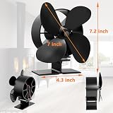 BenkerEsti Wood Stove Fan 4 Blades Silent Operation Black view 2