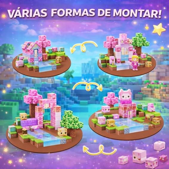 Blocos de Construção Magnéticos Castelos e Princesas, 80 Peças, Fansikids, Mini Cubos Educativos Empilháveis, Brinquedo Criativo para Crianças 3+ Anos, Kit Montagem com Ímãs
