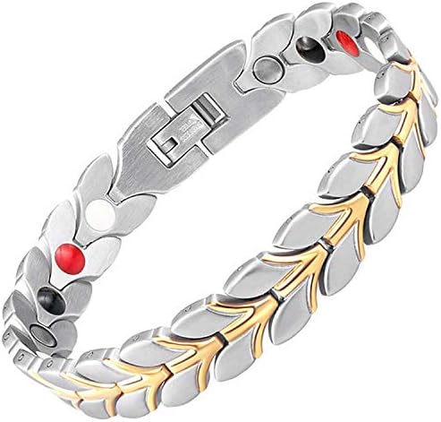 Best Negative Ion Bracelet Ladies Germanium Tourmaline Magnetic Bracelet All Sizes Arthritis Therapy Health Energy Balance Bracelet +Gift Box-WGS4 (6.5 in / 16.5 cm)