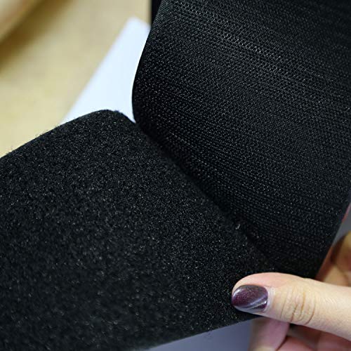 Vkey 4" Width 2 Yards Length Sew on Hook and Loop Style Nylon Strips Fabric Non-Adhesive Back Black (10cm x 2M)