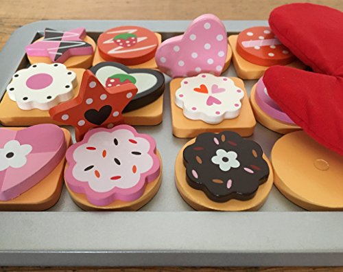 bee SMART Hölzerne Keks / Plätzchen Backset für Kinder, 25 Stücke, Rot Ofenhandschuh und Backblech, magnetische… – Bild 3