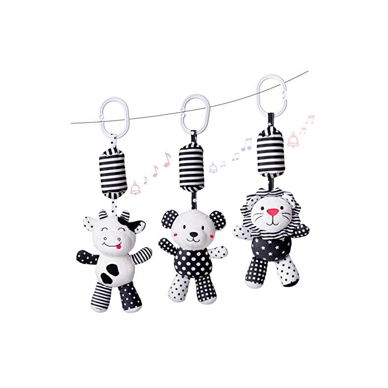 rolimate Baby Toy Cartoon Animal Stuffed Hanging Rattle Toys, Baby Bed Crib Car Seat Travel Stroller Soft Plush Toys…