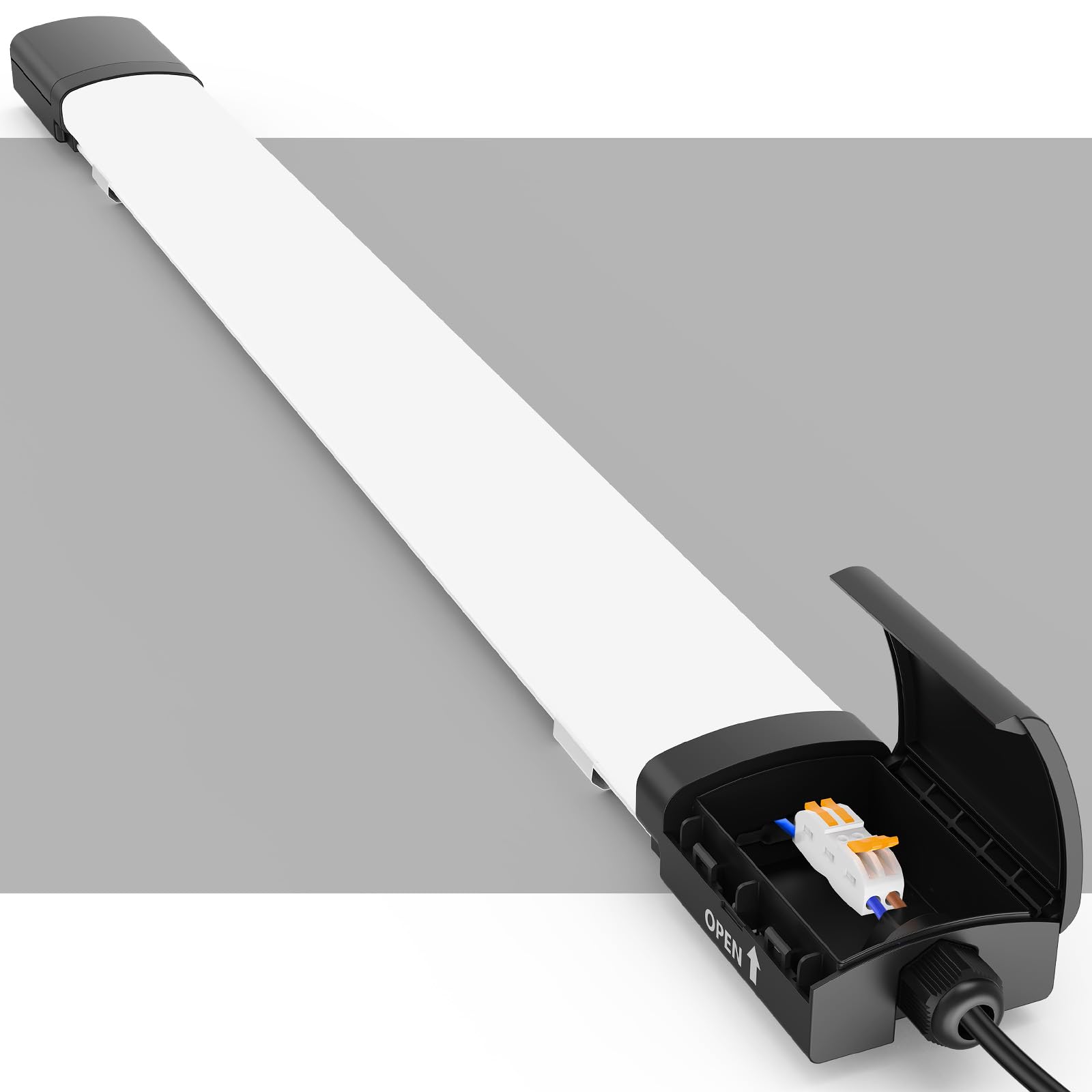 Amdelne LED Batten Light 4ft, 120cm Linkable Garage Lighting, IP65 Waterproof Plug in Strip Lights, 6500K Daylight Ceiling Lights, 36w LED Tube for Shed, Loft, School, Office, Workshop, Warehouse