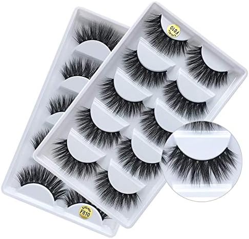 3D Real Mink False Eyelashes, Handmade Reusable Mink Lashes, Luxurious Wispy Natural Cross Thick Long Lashes, 2 Boxes/10 Pairs