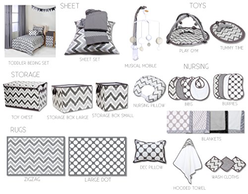 Bacati MixNMatch Zigzag Changing Table Storage Runner, Grey