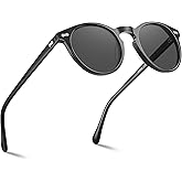 CARFIA Retro Polarized Sunglasses for Men UV400 Protection Handmade Acetate Round Frame CA5288L