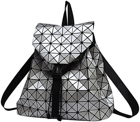 Richard Nguyen Women Backpack Feminine Geometric Plaid Sequin Female Backpacks For Teenage Girls Bagpack Silver