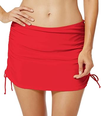 womens red swim skirt
