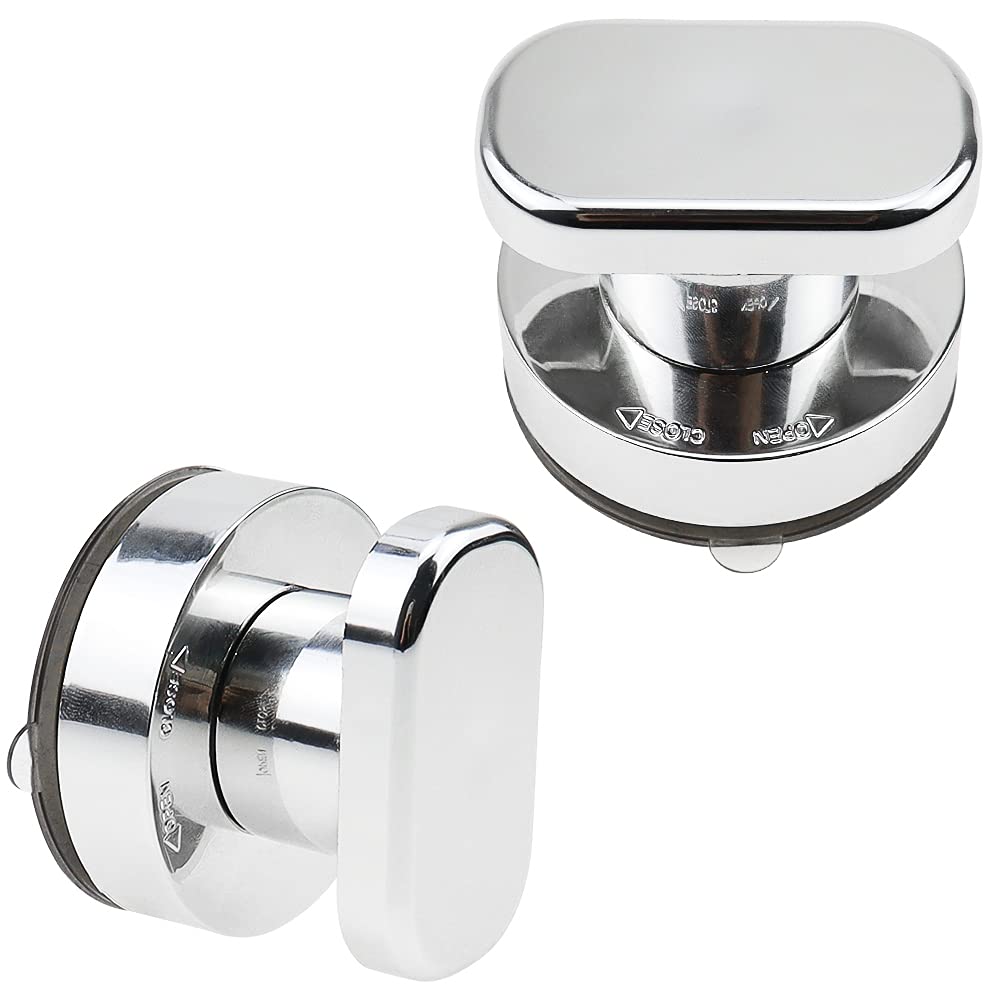 LbsAMP 2 Piece Suction Cup Door Handle Shower Door Knob Glass Door Handles with Strong Suction Cup for Glass Door Drawer Cabinet Wardrobe Refrigerator Door Balcony Doors - Silver